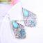 wholesale fashion vintage resin acrylich kallaite rhombus on hole gold earring models box