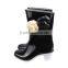 Factory selling woman high heel half rain boots with camellia decoration