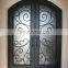 House decorative eyebrow top double entry rod wrought iron door