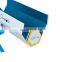 Blue 6-side gift empty box custom labels striped satin ribbon closure paper tube boxes