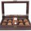 custom classic black pu leather watch box packaging