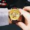 TEVISE T869 Mens Custom Watches Luxury Leather Strap Automatic Mechanical Casual Skeleton Men Watch