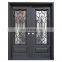 China factory custom design residential exterior security double metal wrought iron entry doors