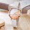 SHENGKE Elegant Ladies Watch Two-tone Dial Soft Leather Band Japan Quartz Movement Watches K8014L