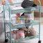 3 Tier steel mesh grocery trolley bathroom kitchen organizer storage movable Rolling Cart