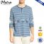 Factory Wholesale Long Sleeve Indigo Stripe Knit Henley T shirts