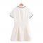 Spring New European and American Wave Style Wide Swing Short Sleeve Collar Dress for Women