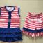 American girls adorable giggle moon remake July 4th cotton outfits summer little teen girls boutique remake clothing sets