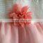 New arrival baby party dress with flower pink sweet princess dress girls smoking dress