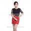2016 Summer Lace Short Sleeve Black Sequined Short Style Red Ladies Party Dress