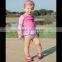 (SM104#pink )2-6T Berry striped and polka dot long sleeve rash guard bikini for children clothing