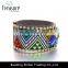 Ethnic China style woven acrylic rhinestone leather ribbon bracelet jewelry
