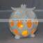 Ceramic owl holder with plastic electric candle for indoor decoration
