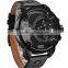 WEIDE dual time zone classic black stainless steel wrist watch WH3301