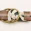 braided woven lady belt with ring buckle and cow leather ending