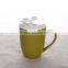 400ml 14oz New Ceramic coffee mug with lid tea cup with cover colored hot sale