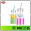 BPA Free Customized 500 ml plastic milk bottles with lids and straw for drinking