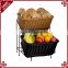 Food grade home or market metal & rattan craft bread fruit vegetable display rack