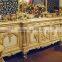 French Style Luxury White Wooden Gorgeous Carving Buffet Cupboard Cabinet / Royal Palace Home Decorated Sideboard Cabinet