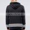 Custom Long Sleeve Stripe Hem And Cuffs With Hood Black Men's 70% Cotton 30% Polyester Casual Plain Design Zipper Hoodies