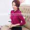 new design classic fit long sleeve red cotton shirt for ladies