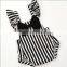 Soft 0-24 Months Baby Rompers Girls Wholesale Toddler Stripe Design Ruffle Sleeve Bodysuit With Bow