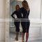 New Arrive Autumn Lady Elegant Dress Long Sleeve Full Zipper Tight Pencil Dress