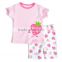 short sleeve t shirt+short pants red color traditional baby girls clothing sets