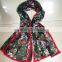 High quality fashionable digital print feather muslim hijab silk scarf