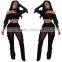 B33791A Sexy autumn women fahsion sheer fishnet 2 piece pants set