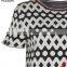 Acrylic Flat knitted sweater for women as stripe collar short sleeve polka dot T-shirt of latest design girls top