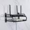 Black aluminum small double deck set top box shelf wall mounted router bracket
