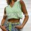 Women Plaid Knitted Female Autumn Vest New Striped Knitwear Sweater Girls Tank Top