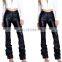 new design hot sexy plus size S 3XL winter black pu woman leather pants flare trousers