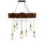 Retro Vintage Industrial Style Hanging Light Antique Loft Chandelier Solid Wood Pendant Lamps