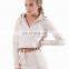 New fashion top designed long sleeve front zipper sexy crop top loose pullover women embroidery hoodie sweatshirt track suits