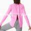 New Loose Quick Dry Sports T-shirt Yoga Exercise Fitness Tops Breathable Open Back Gym Women Long Sleeve Pull Over Top