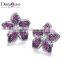 Fancy Colorful Flower Shape Jewelry in Brass Dropship Cubic Zirconia Stud Earrings