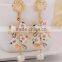 Latest design hot sale beautiful flower with pearl pendant earring