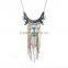 New Retro Fashion Wild Long Section Of Gemstone Leaves Tassel Necklace