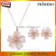 2016 New Women Bridal Jewelry Sets Rose Gold Plated Thin Link Chain Crystal Inlaid Opal Flower Pendant Necklace Earrings