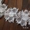 9.5cm Embroidery Flower Rose Ivory Lace Applique Trim For Bridal Veil