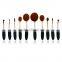 Tooth shape 10 pcs rose gold oval makeup brush set                        
                                                Quality Choice