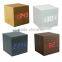 Best selling promotion cube colorful LED Wood alarm clock for home decoration comply with CE ROHS - S714