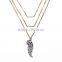 New fashion 3 chains crucian shaped crystal necklace