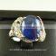 13x10 MM Blue Star Sapphire Ring Lab-Created Sterling Silver 92.5 Size 6.75