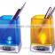 Plastic Colorful LED Night Light Digital Alarm Clock Fancy Desktop Pen Holder