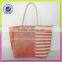 Fashion Stripe Jute And Cotton Material Lady Shopping Handbag