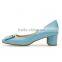 Block Heel Pumps Shoes Women Leather Shoes Low-mid Heel Shoes