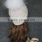 Raccoon fur balls hot selling carnival mohair wool knitted slouchy beanie hat